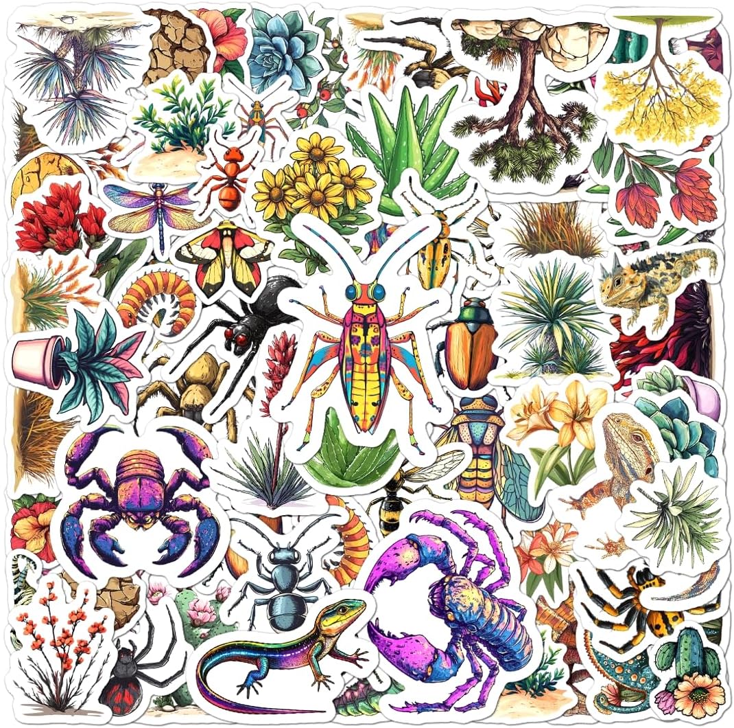 108 PCS Reptile Stickers, Colorful Vinyl Decals for Journals, Scrapbooks, Laptops, Water Bottles, Nature Themed Party Favors and Decorations, Waterproof and Durable Animal