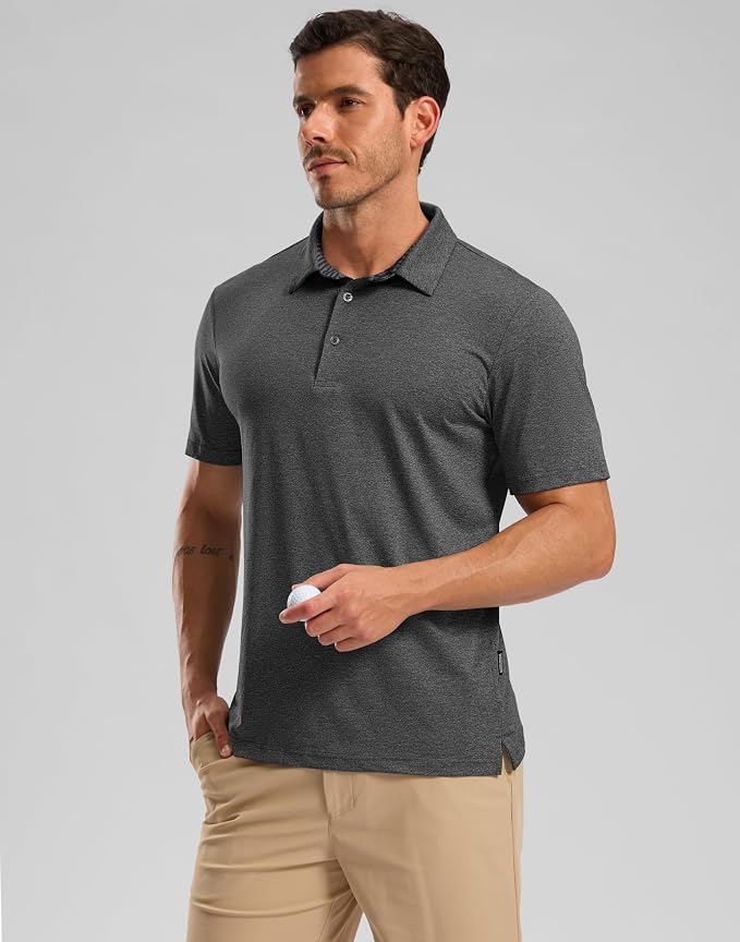 Golf Shirts Heather Polo Short Sleeve Dry Fit Lightweight Moisture Wicking - Image 2