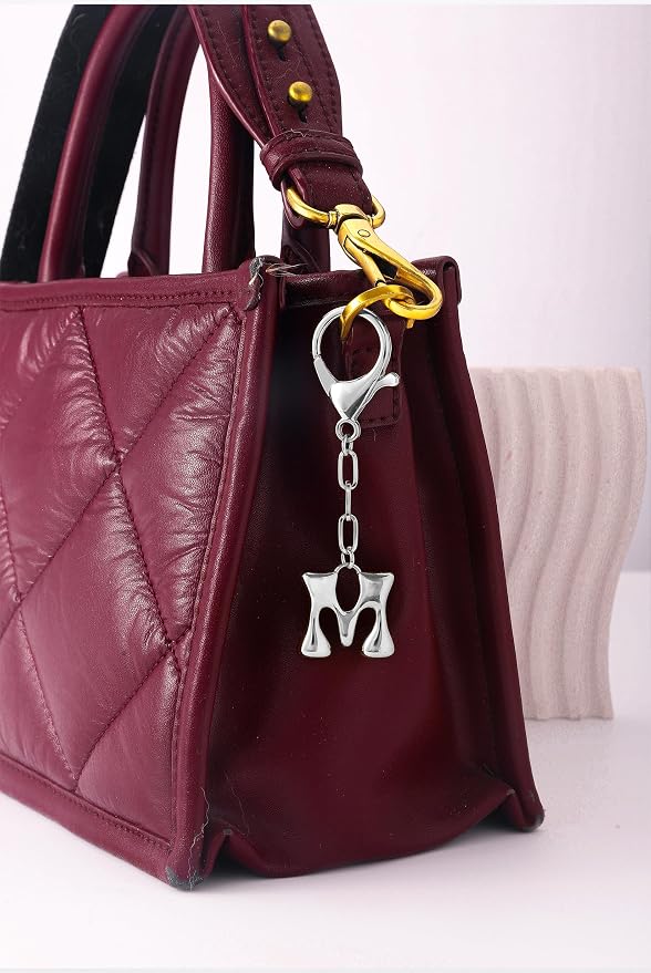 Gold Bubble Initial Keychain Charm - Image 2