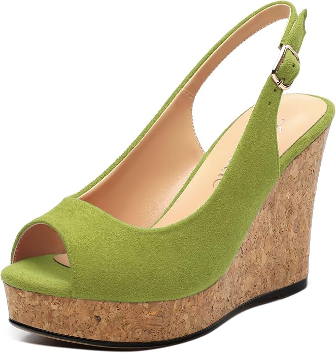 Womens Wedge Platform Sandals Peep Open Toe Slingback Buckle High Heel Dress by zasudxie