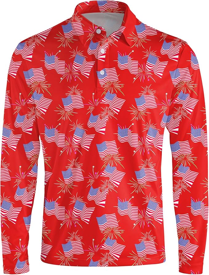 Men's Long Sleeve Golf Shirt Quick Dry 3 Button Work Fishing Outdoor Casual - Image 3
