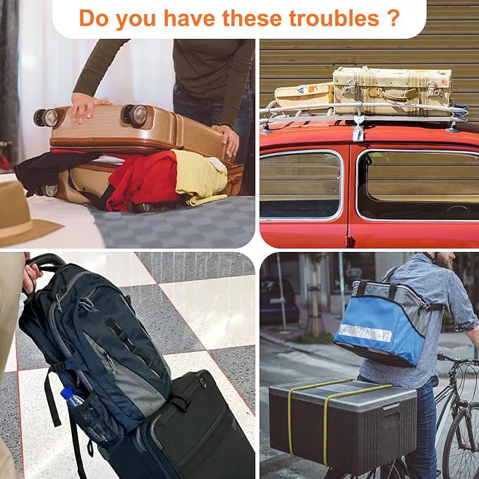 2-Pack High Elastic Luggage Strap Adjustable Travel Bag Belt Bungees - Image 6