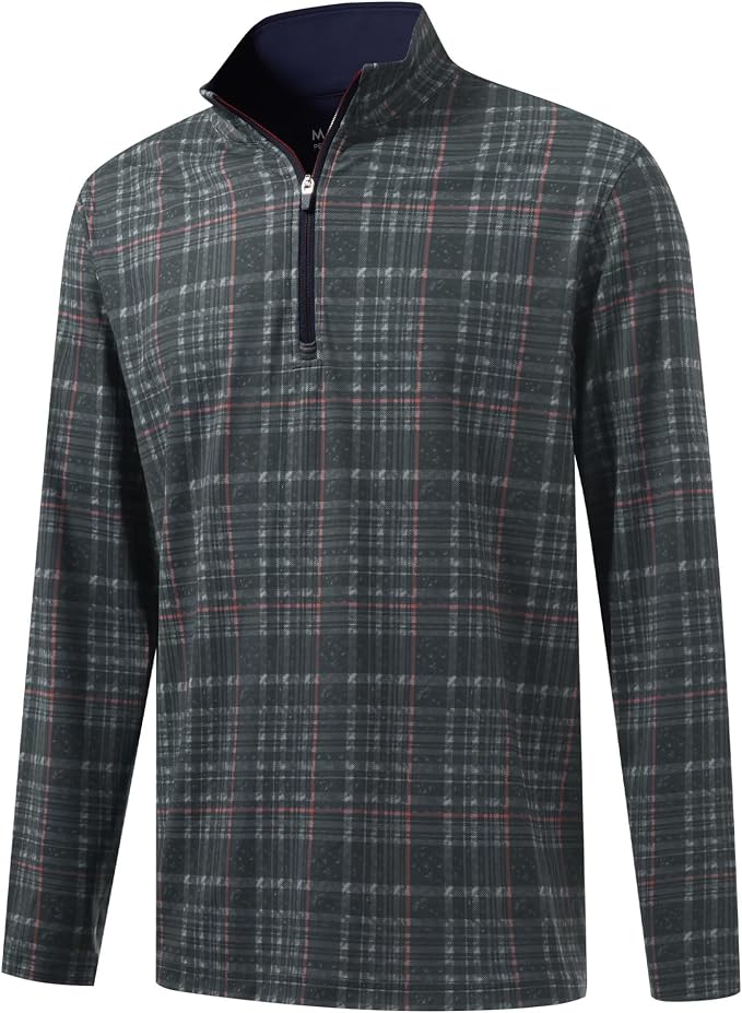 M MAELREG Quarter Zip Golf Pullover Men Dry Fit Long Sleeve Performance Wicking by MAELREG