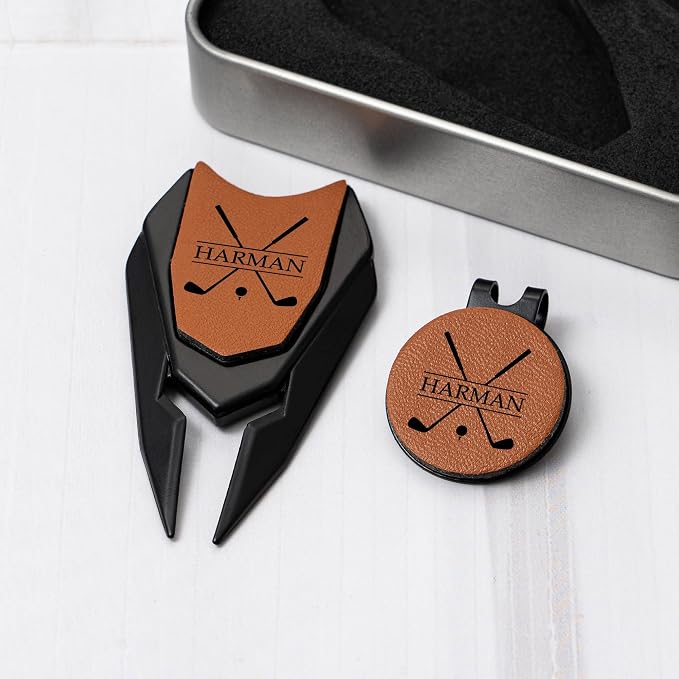 Personalized Leather Divot Repair Tool Set, Custom Golf Ball Marker - Image 6