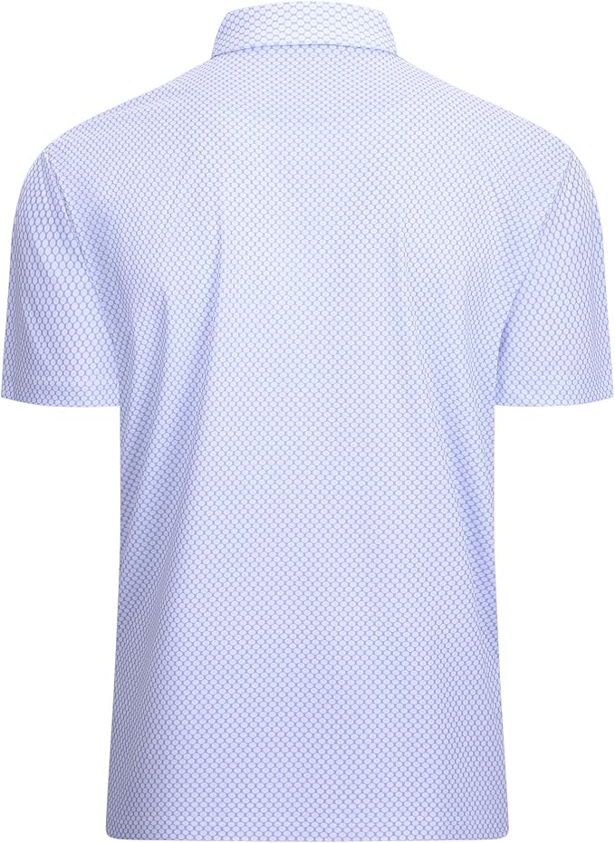 Alex Vando Mens Golf Shirt Moisture Wicking Classic Print Golf Shirts - Image 2