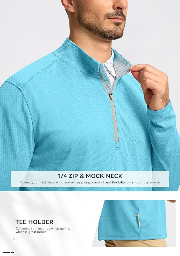 Obla Golf Quarter Zip Pullover for Men Mock Neck Sweatshirt Lightweight Sun - Image 4