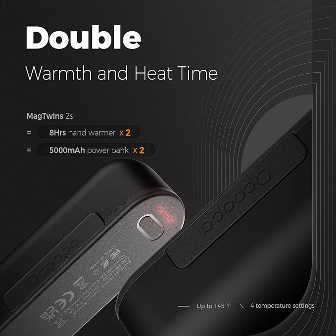 OCOOPA Hand Warmers Rechargeable 2 Pack, Magnetic Electric Handwarmer, 16 Hrs - Image 3