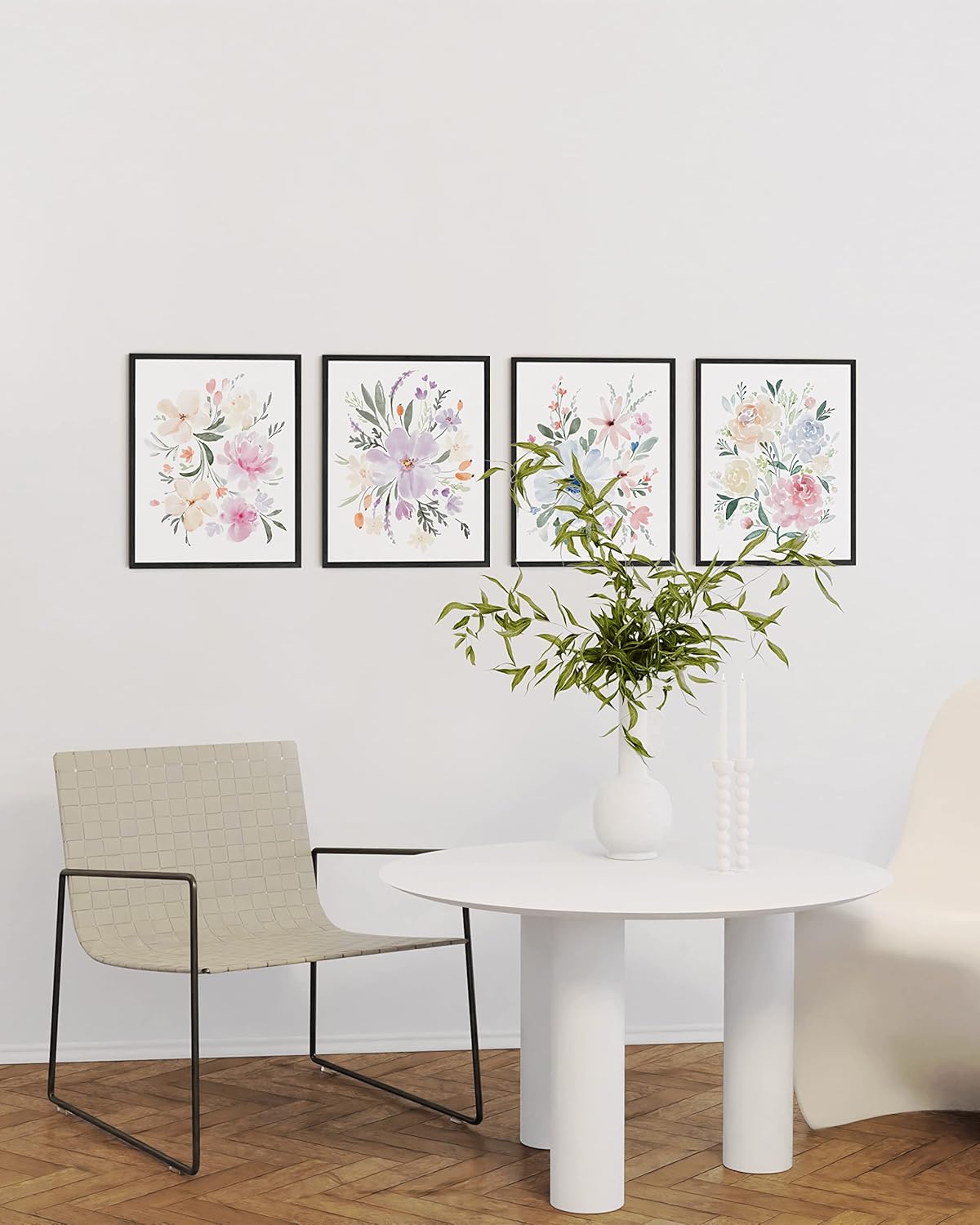 HAUS AND HUES - Set of 4 Flower Posters, Wall Decor, Floral Prints, Flower Pictures, Botanical Prints (Unframed, 8x10)