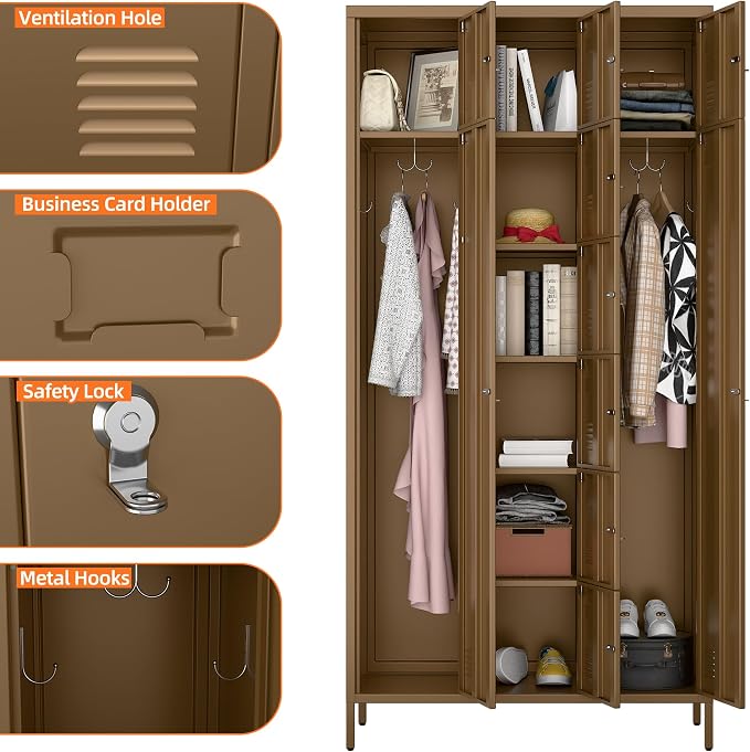 METAN Metal Locker for School Office Gym Bedroom, 10 Doors Steel Storage Locker - Image 4