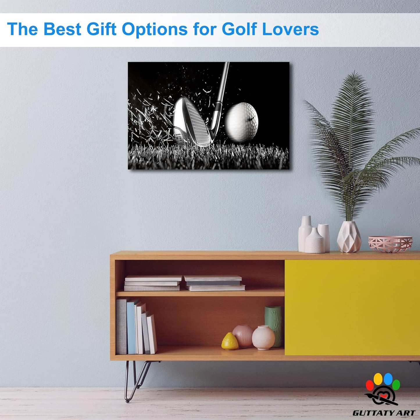 GUTTATY Golf Wall Art, Golf Pictures Posters Canvas Print Wall Decor for Golfer's Man Cave Home Ofice Ready to Hang (24x36 Inches)