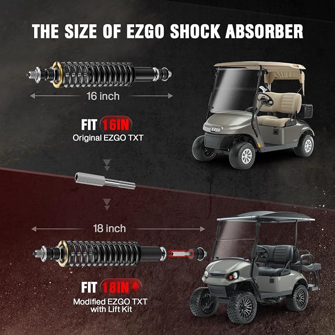 EZGO TXT Shocks, Golf Cart Front/Rear Shock Absorber, Golf Cart Heavy Duty Coil - Image 4