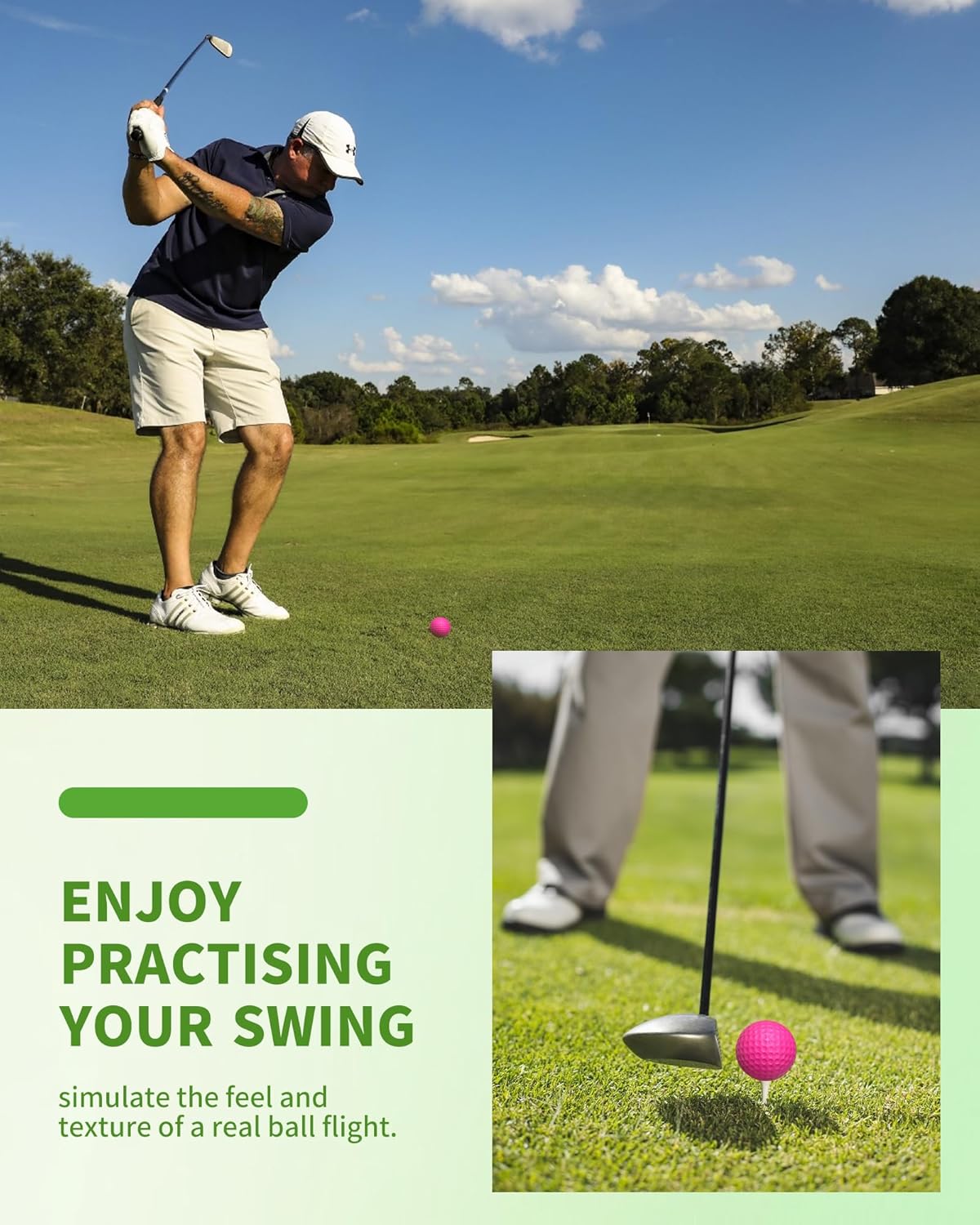 24 Pack Foam Golf Practice Balls,Practice Golf Balls for Backyard,Realistic Feel and Limited Flight Soft Golf Balls for Indoor or Outdoor Training