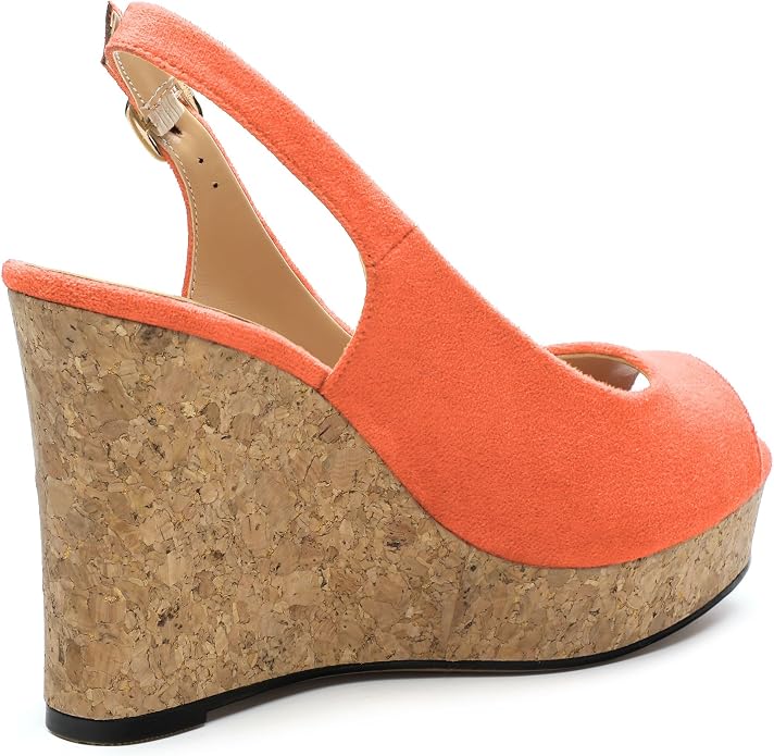 Womens Wedge Platform Sandals Peep Open Toe Slingback Buckle High Heel Dress - Image 5