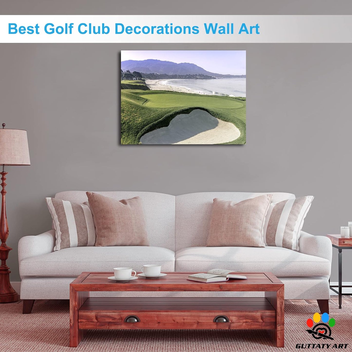 GUTTATY Golf Course Wall Art, Golf Pictures Posters Canvas Print Wall Decor for Golfer's Man Cave Home Ofice Ready to Hang (18x24 Inches)