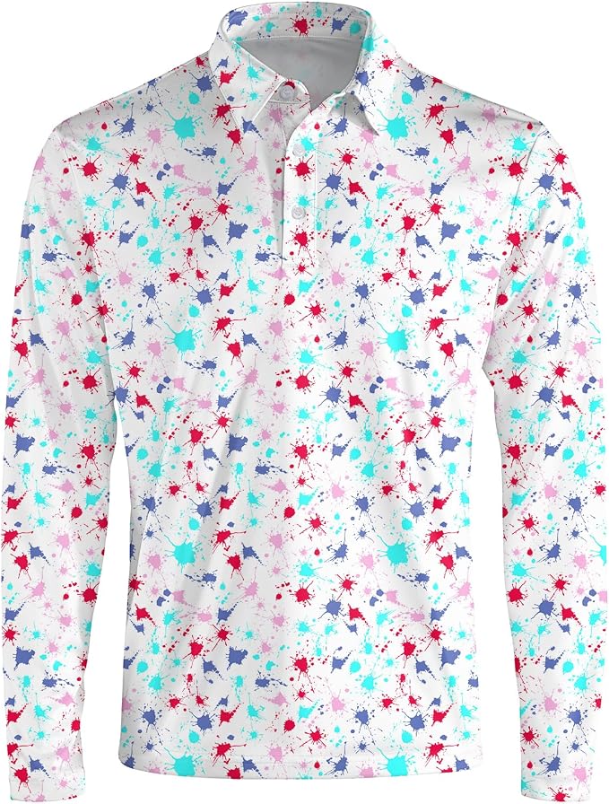 Men's Long Sleeve Golf Shirt Quick Dry 3 Button Work Fishing Outdoor Casual - Image 3