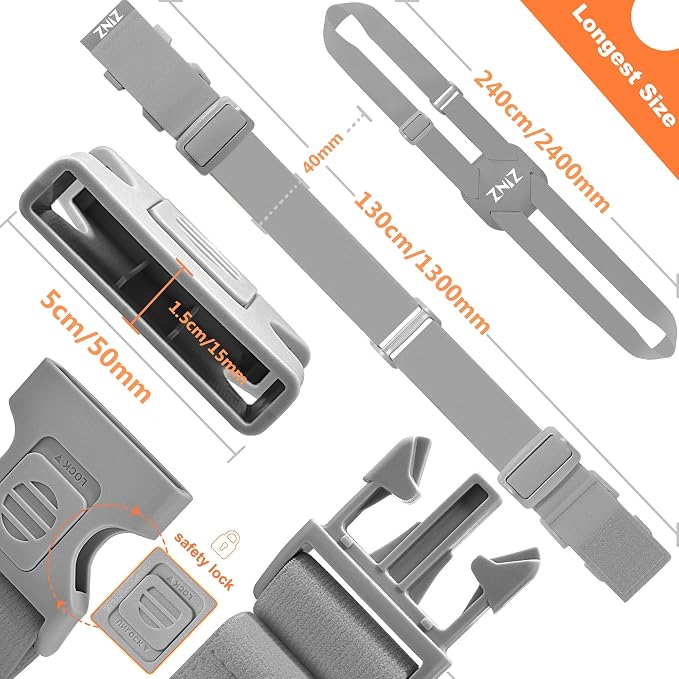 2-Pack High Elastic Luggage Strap Adjustable Travel Bag Belt Bungees - Image 2