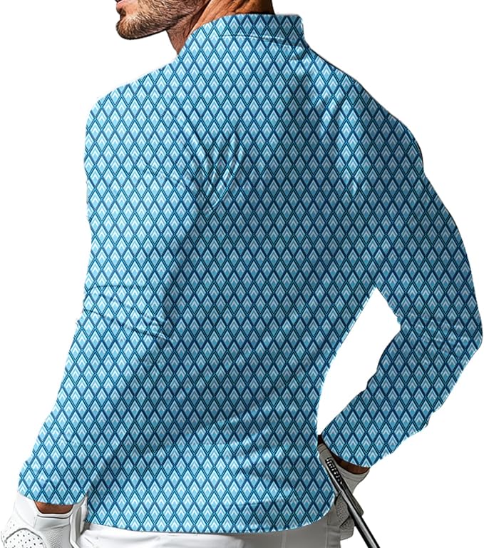 Men's Long Sleeve Golf Shirt Quick Dry 3 Button Work Fishing Outdoor Casual - Image 2
