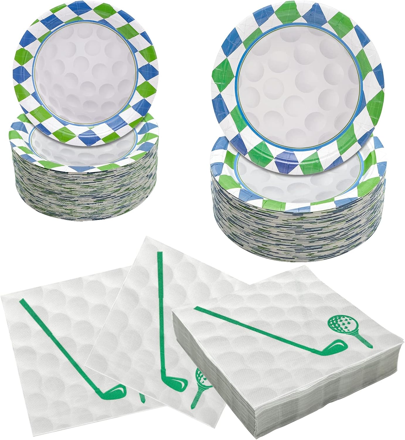 180Pcs Golf Party Supplies Paper Plates and Napkins Serve 60 Disposable Tableware Set for Birthday Party Decorations Game Day Family School Holiday Sports Events