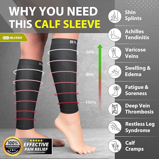 BLITZU 3 Pairs Calf Compression Sleeves - Image 2