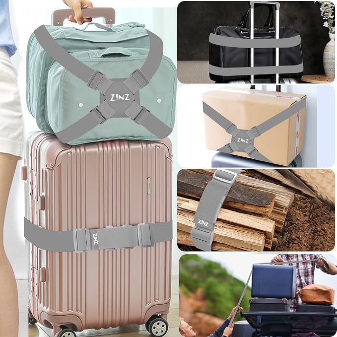2-Pack High Elastic Luggage Strap Adjustable Travel Bag Belt Bungees - Image 5