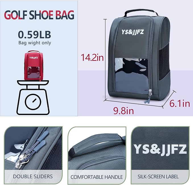 YS&JJFZ Golf Shoe Bag, 2-sided breathable mesh fabric, front transparent - Image 4