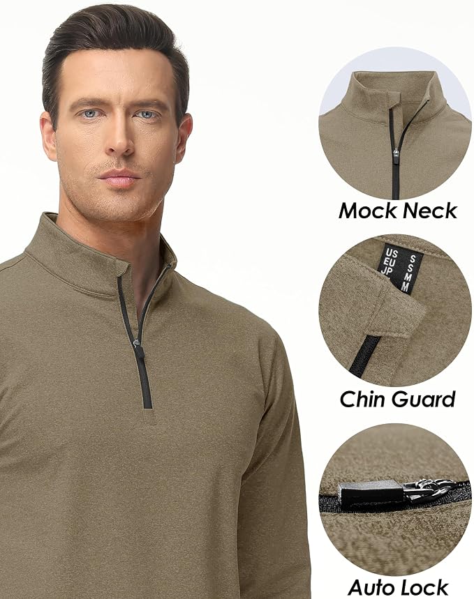 Boladeci Men's Quarter Zip Pullover Premium Fleece Lined Heather Long Sleeve - Image 4