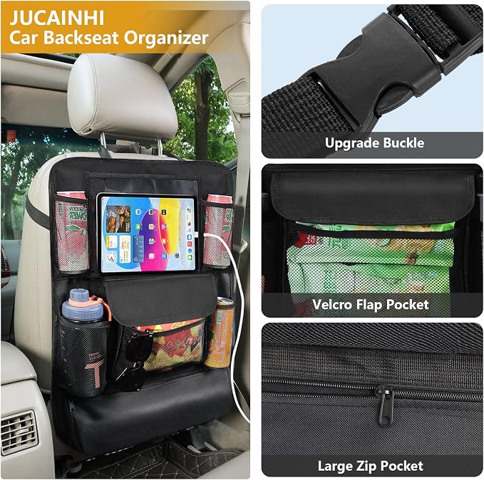 Car Seat Organizer with 13 in Tablet Holder, Waterproof Back Seat Protector - Image 3