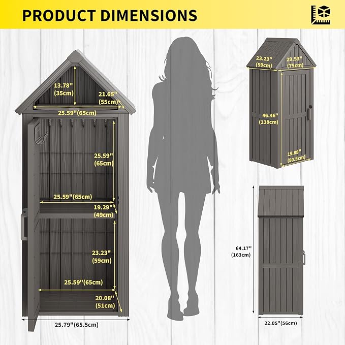 Fancyango Outdoor Resin Storage Shed, Upgrade Sturdy Storage Cabinet - Image 8