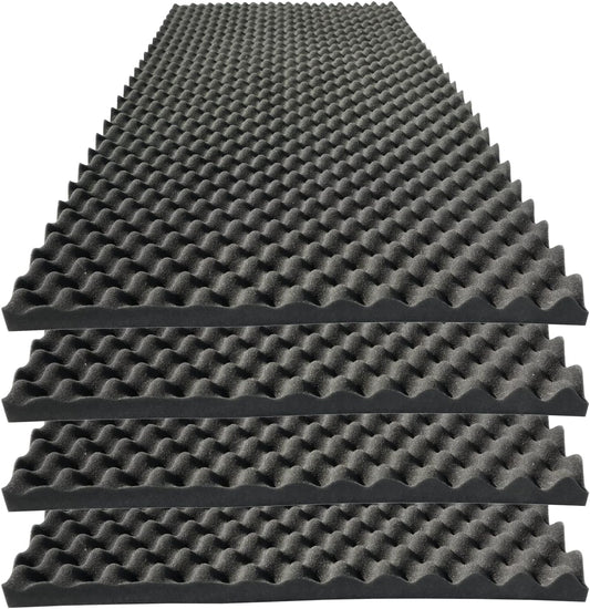 4 PCS Acoustic Panels,48''X24''X2'' Egg Crate Foam Soundproof Foam Wall Panels,High Density Fireproof Noise Cancelling Foam Studio Foam Panel,Noise (Black)