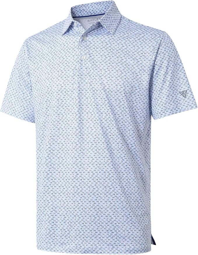 Golf Shirts for Men Dry Fit Short Sleeve Print Performance Moisture Wicking by MAELREG