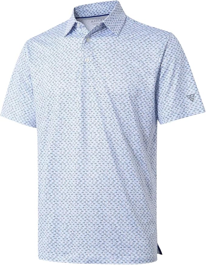 Golf Shirts for Men Dry Fit Short Sleeve Print Performance Moisture Wicking by MAELREG