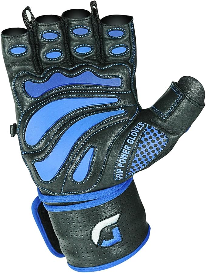 Elite Leather Gym Gloves with Built in 2" Wide Wrist Wraps Grip & Design - Image 6
