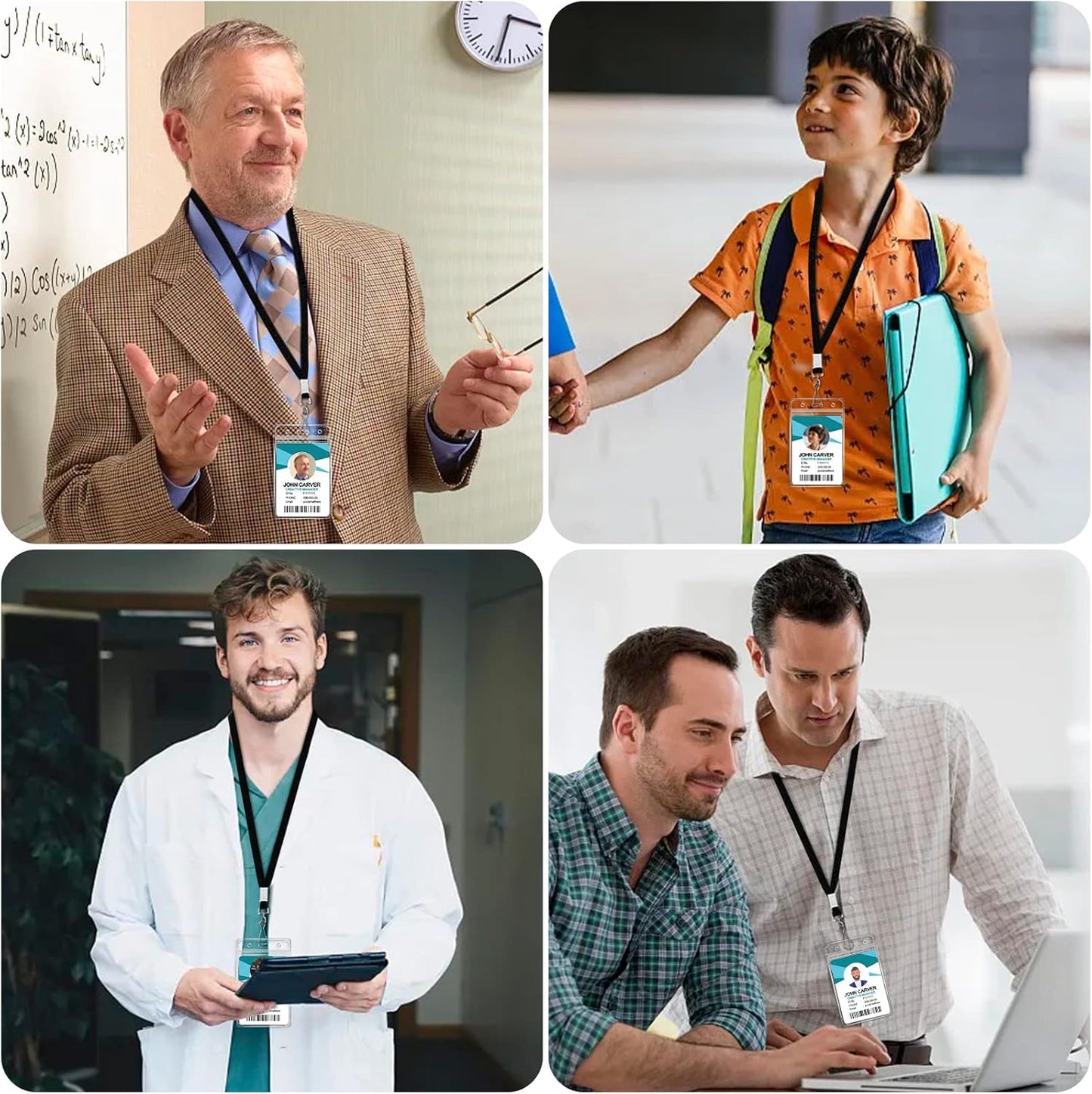 100 Pack Bulk Black Lanyards for ID Badges Durable Neck Lanyards with Metal Swivel J-Hook Comfortable for Events, Employees, Schools, Cruises, Name Tag ID Holder