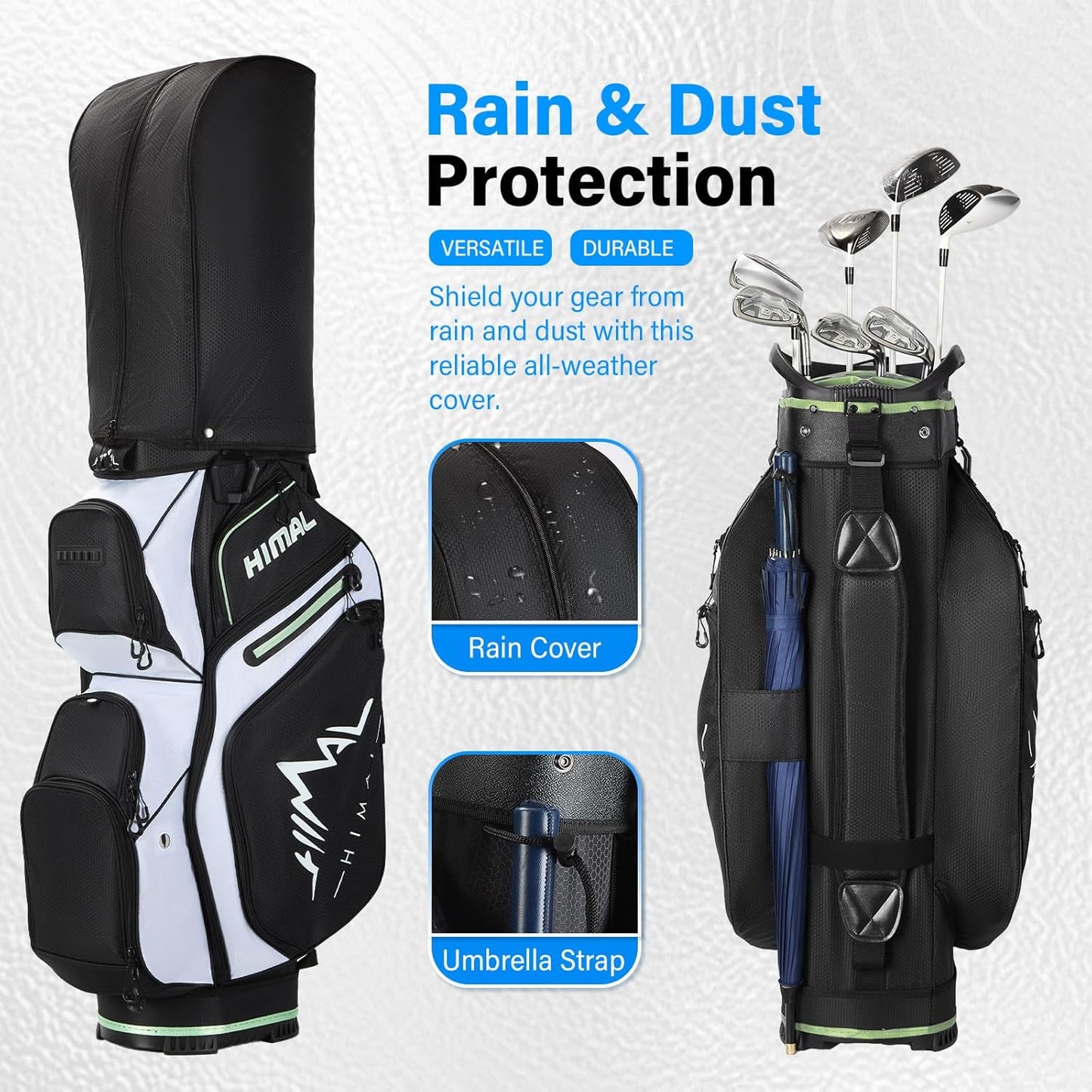 14-Way Golf Cart Bag, Full Length Premium Golf Bag for Men with Cooler Pocket, Handles and Rain Cover