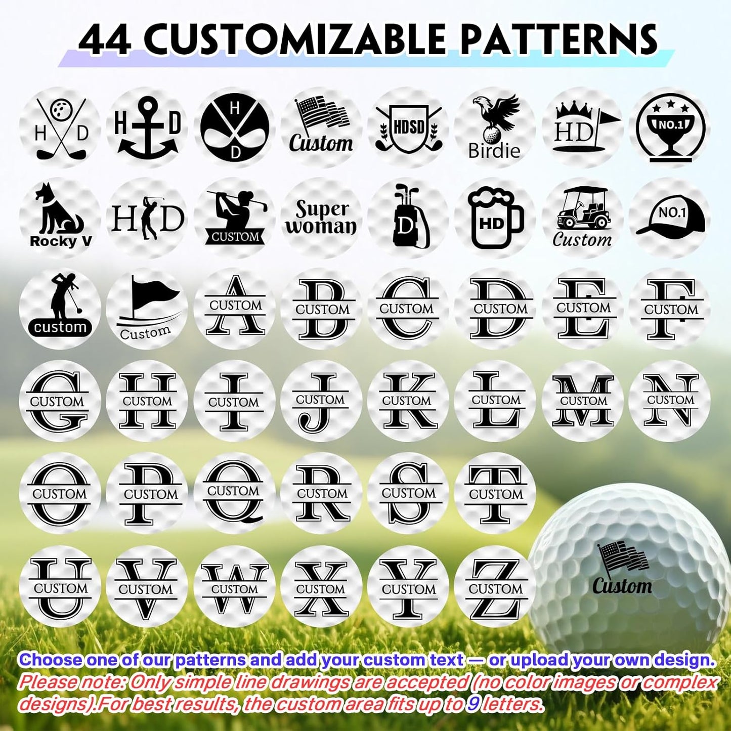 HDSD Custom Golf Ball Stamp - Personalized Monogram Golf Ball Stamper, Quick-Dry Self-Inking Aluminum Alloy, Waterproof Imprint, Ideal Golf Gift for Men Women, Golf Ball Markers