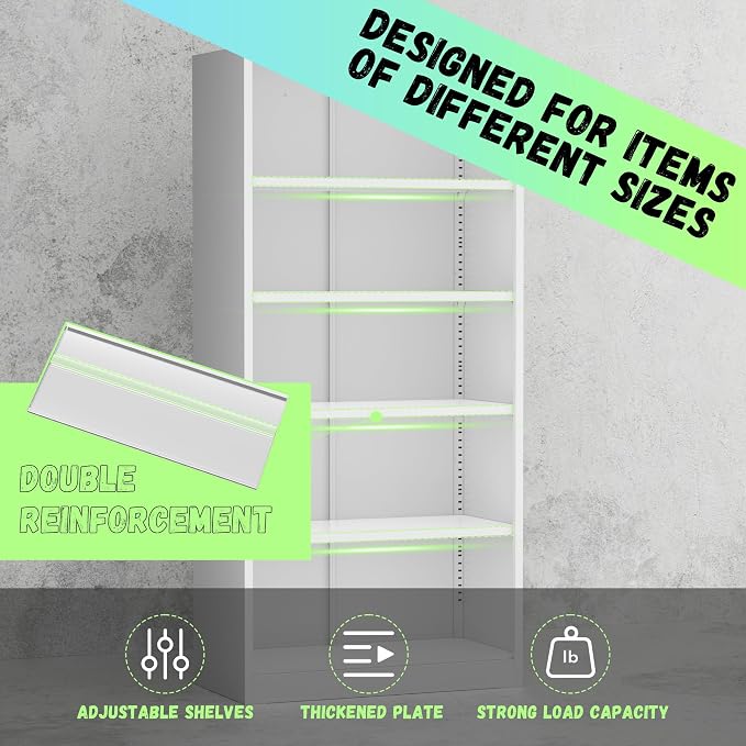 INTERGREAT White Metal Storage Cabinet, Tall Metal Cabinet - Image 6