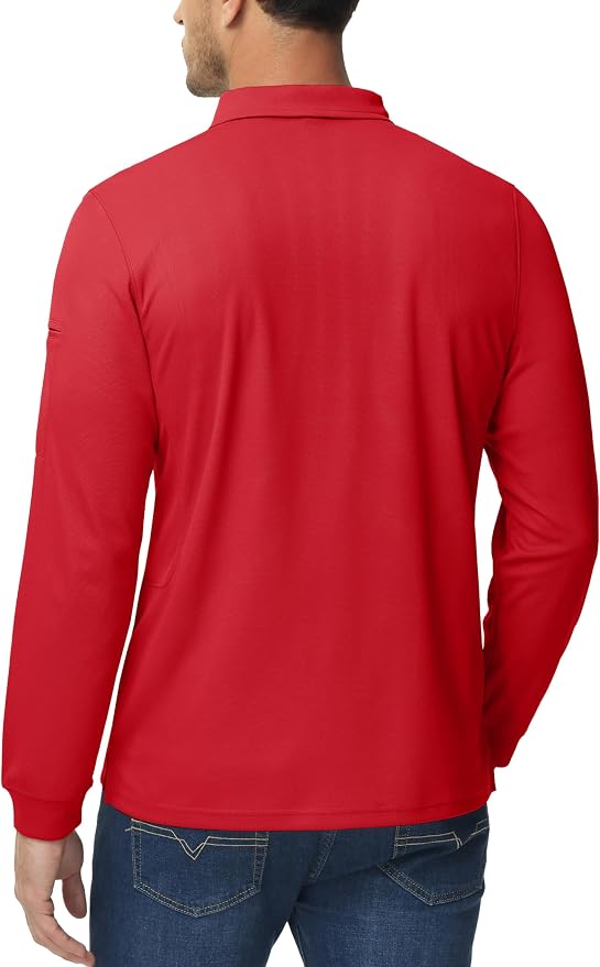 MAGCOMSEN Men's Polo Shirts 3 Button Quick Dry Performance Long Sleeve Tactical - Image 6