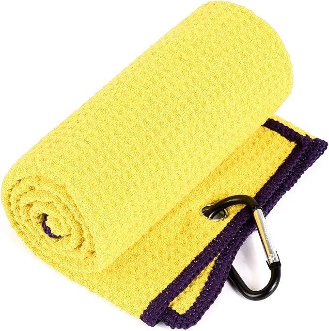 VIVIDLY 2 Pack Tri-fold Golf Towels, Premium Microfiber Fabric Waffle Pattern - Image 4