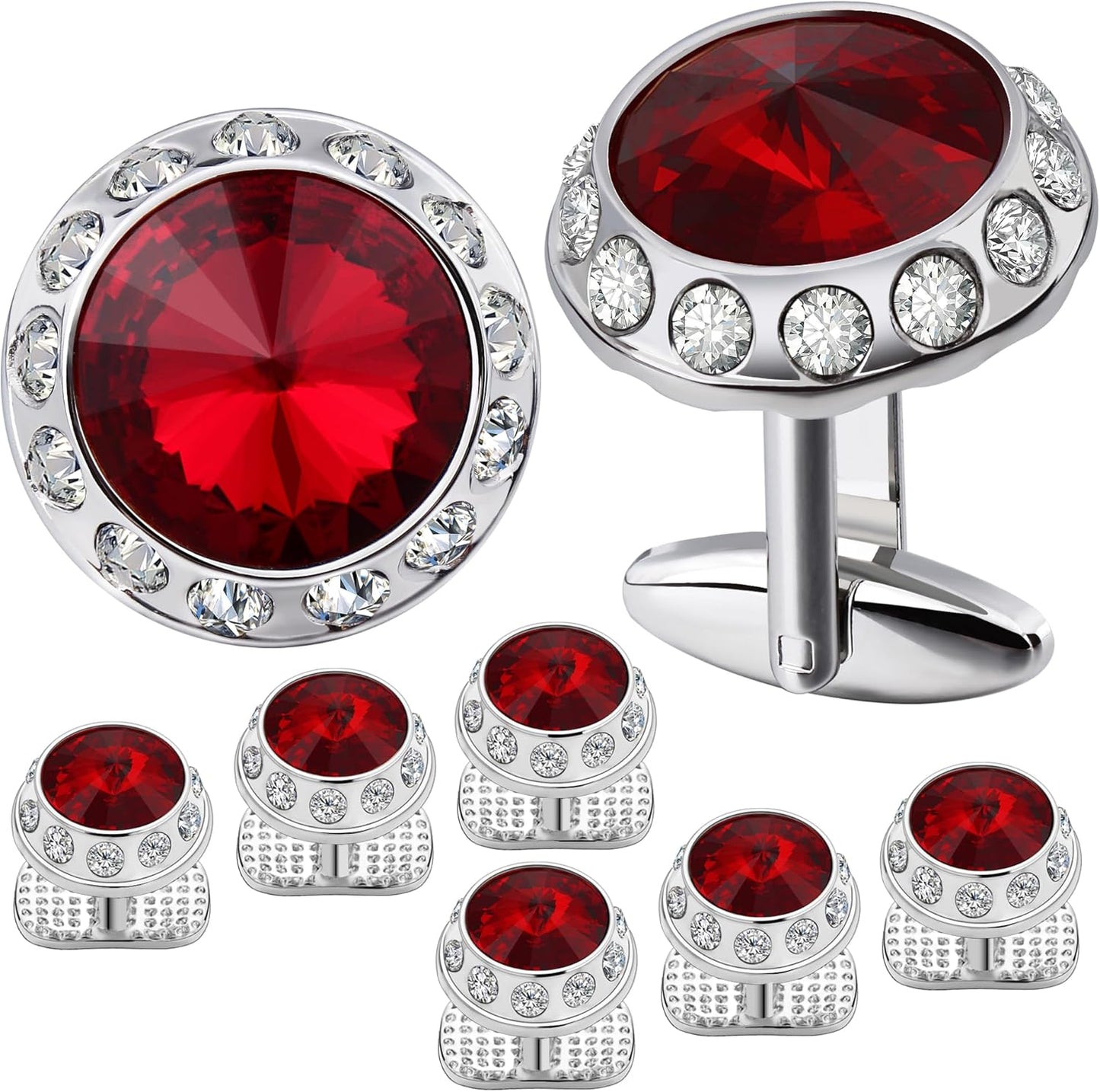 HAWSON Birthstone Tuxedo Studs and Cufflinks Set for Men's Suit Tuxedo Formal Dress Shirt Wedding Business Party Accessories