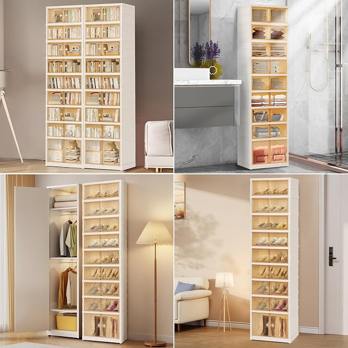 Portable Extra Large Folding Shoe Rack Set of 2, Shoe Organizer Storage Box - Image 6