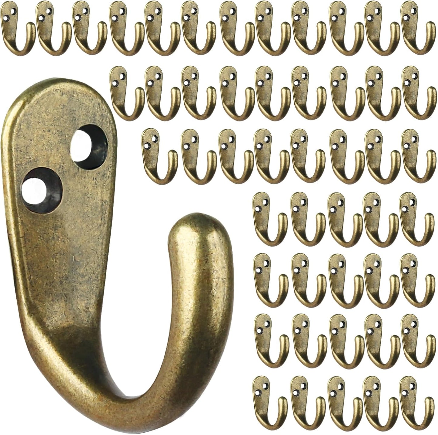 IBosins 50PCS Coat Hooks Wall Mounted Single Prong Robe Hook for Hanging Towel Hooks with 100 Screws for Cup, Mug, Bags, Hat, Cap, Scarf, Pet leashes