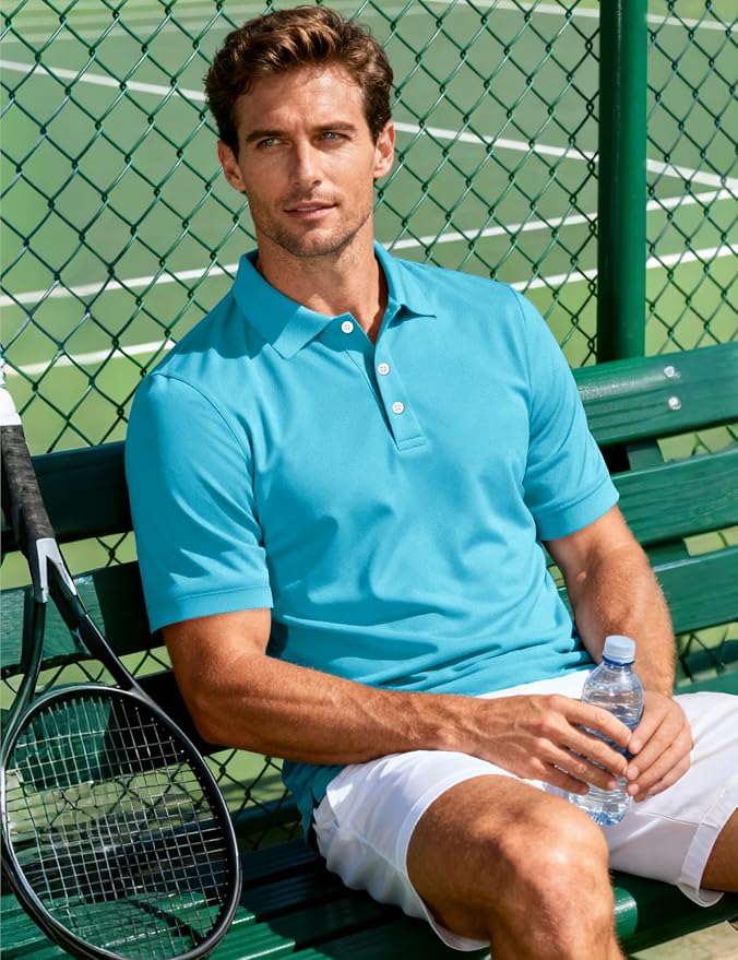 MAGCOMSEN Men's Polo Shirts 3 Buttons Casual Work T Shirts Quick Dry Short - Image 3
