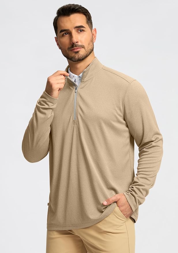 Obla Golf Quarter Zip Pullover for Men Mock Neck Sweatshirt Lightweight Sun - Image 2