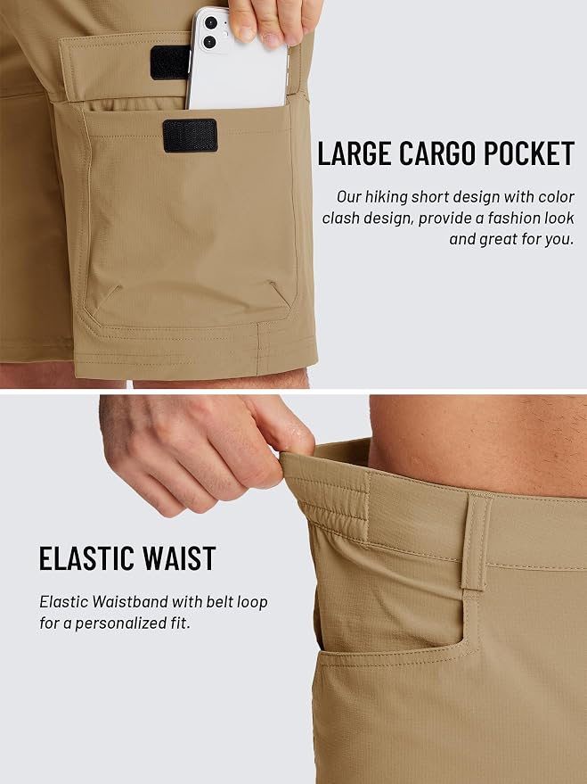 TACVASEN Men's Summer Outdoor Shorts Quick Dry Cargo Casual Work Hiking Shorts - Image 4