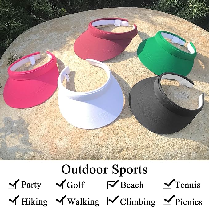 3 Pack Sports Sun Visor Hat Women Men Adjustable Clip On Visors Outdoor Golf - Image 5