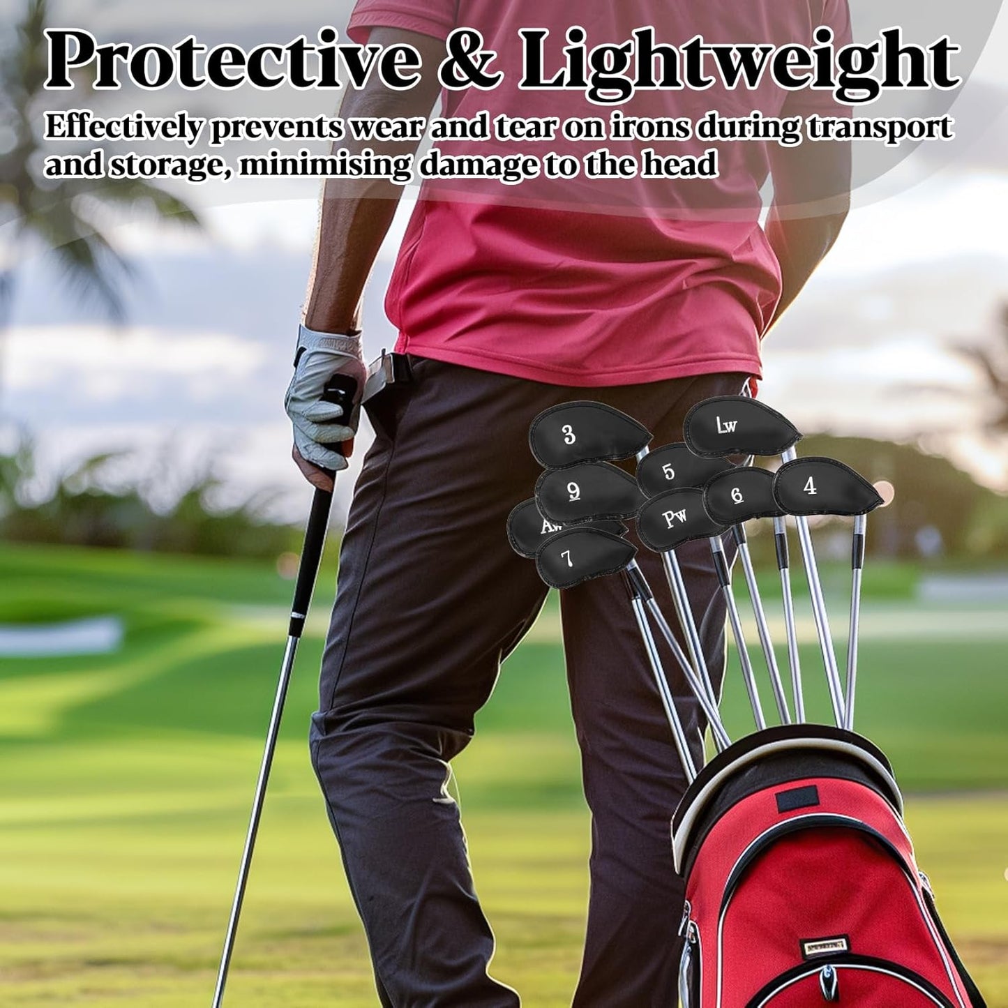 12 Pcs Golf Iron Covers Set - Synthetic Leather Golf Iron Head Covers for Clubs Fit Most Brands