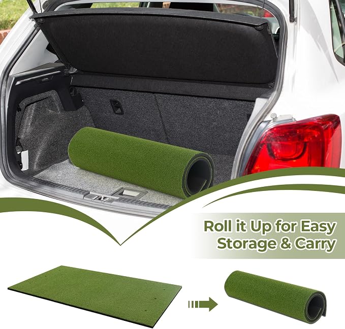 Goplus Golf Mat, 5x3ft/5x4ft Golf Hitting Mat 20/25/27/32mm Thick w/2 Alignment - Image 6
