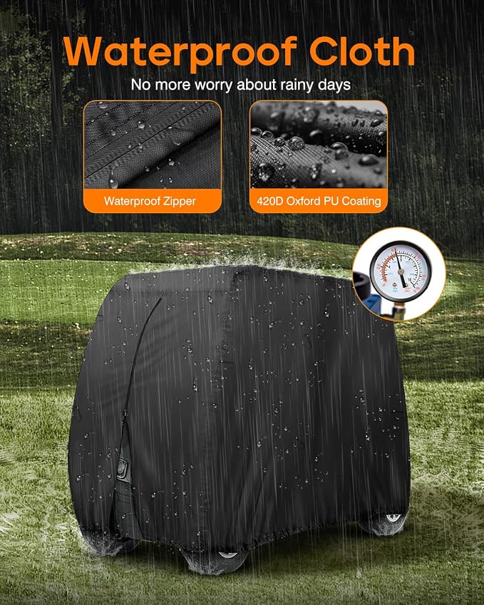 Golf Cart Cover 2 Passenger Heavy Duty, 420D Waterproof Golf Cart Covers - Image 5