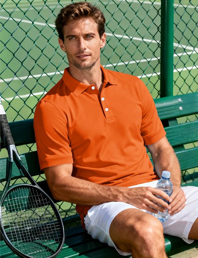 MAGCOMSEN Men's Polo Shirts 3 Buttons Casual Work T Shirts Quick Dry Short - Image 3