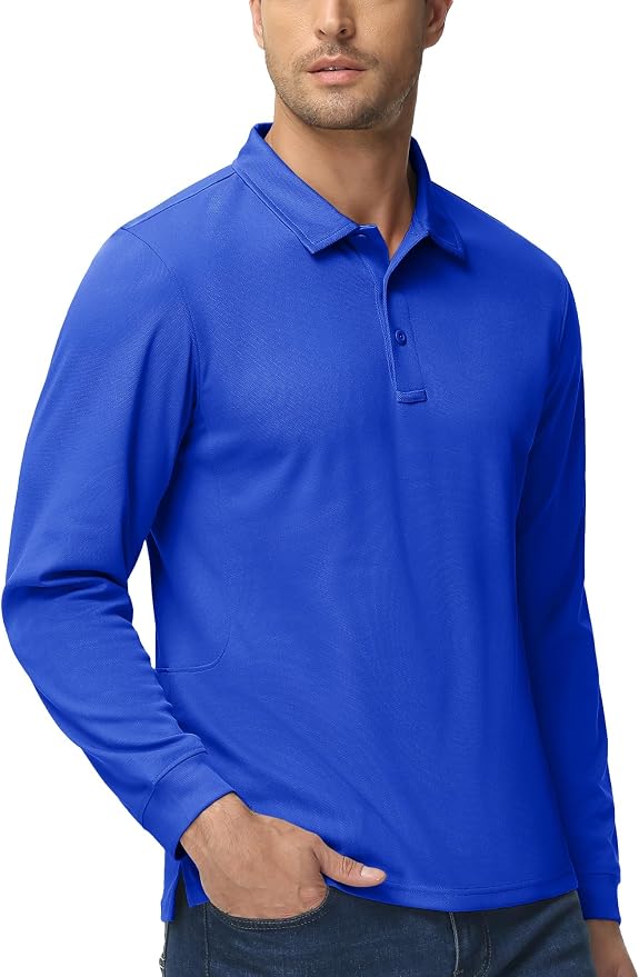 MAGCOMSEN Men's Polo Shirts 3 Button Quick Dry Performance Long Sleeve Tactical - Image 6